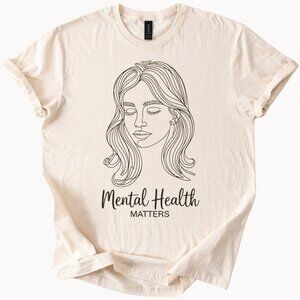 Mental Health Matters Line Art Face Graphic Tee Top